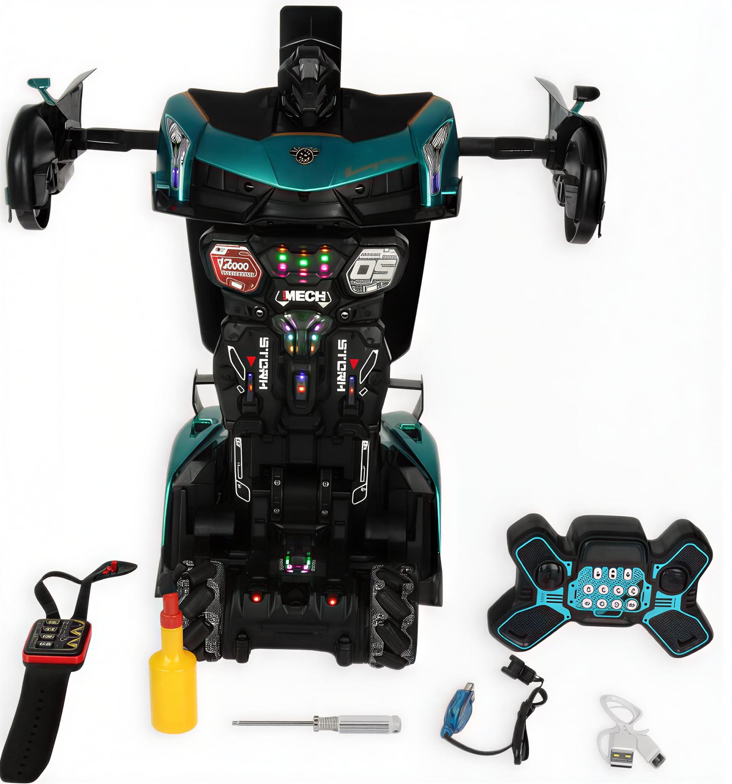 AUTO ROBOT TRANSFORMER A CONTROL REMOTO DEPORTIVO CON DOBLE JOYSTICK