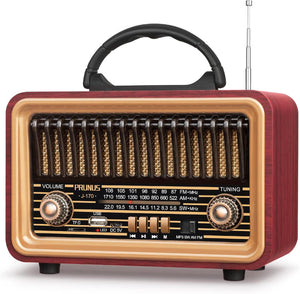 RADIO PORTATIL AM-FM RETRO VINTAGE BLUETOOTH-USB RECARGABLE