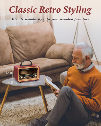 RADIO VINTAGE ESTILO RETRO MODERNO - AM-FM-MP3 - BLUETOOTH-USB - RECARGABLE