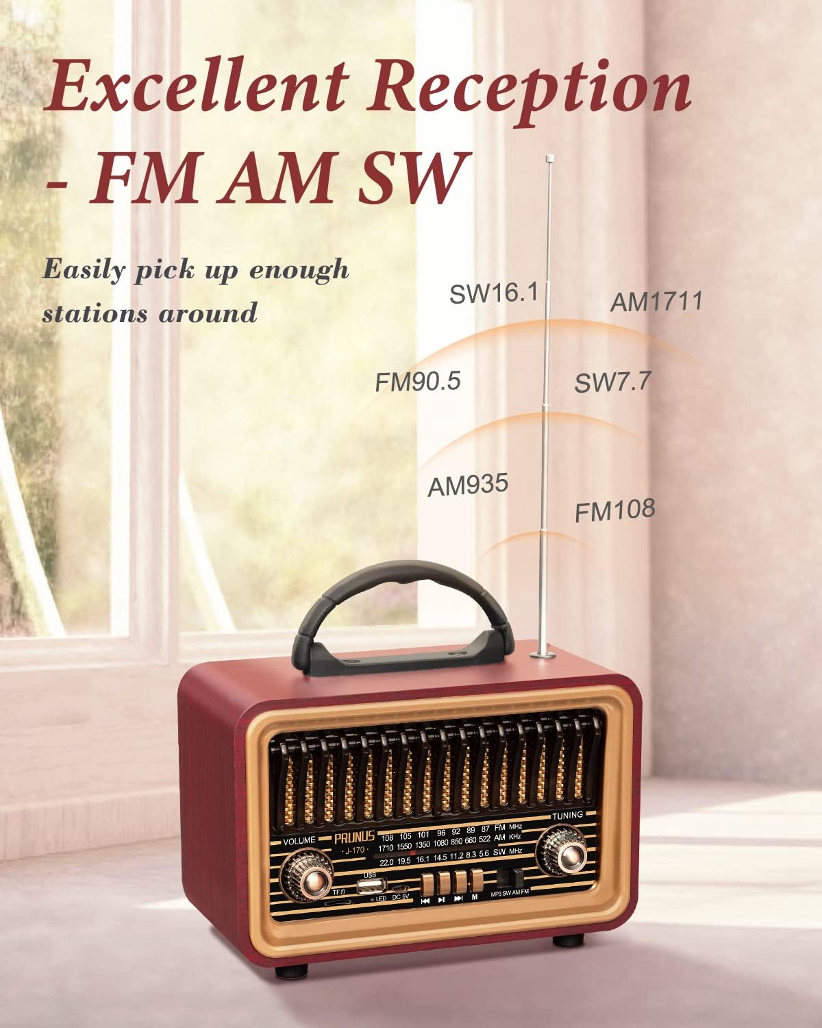 RADIO VINTAGE ESTILO RETRO MODERNO - AM-FM-MP3 - BLUETOOTH-USB - RECARGABLE