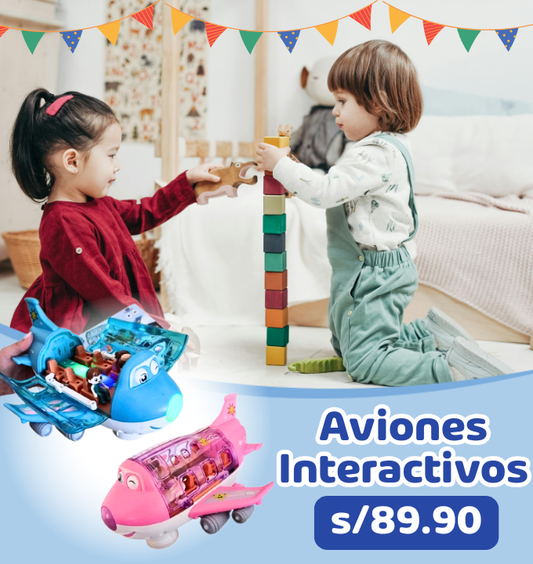 JUGUETE AVIÓN MUSICAL CON LUCES GIRATORIO PARA NIÑOS
