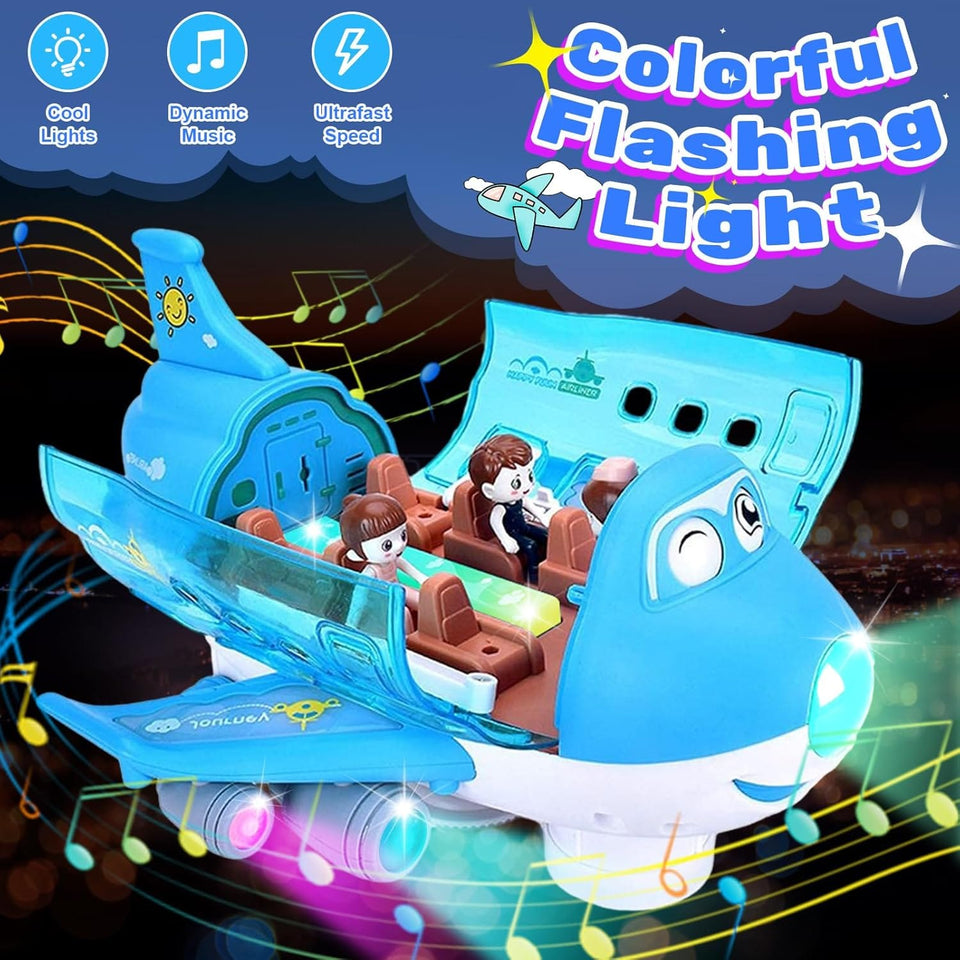 JUGUETE DE AVIÓN   MUSICAL CON LUCES GIRATORIO PARA NIÑOS