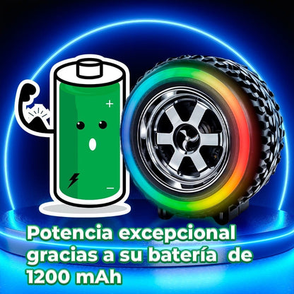 PARLANTE BLUETOOTH FORMA DE LLANTA LUZ LED RGB USB-Micro SD