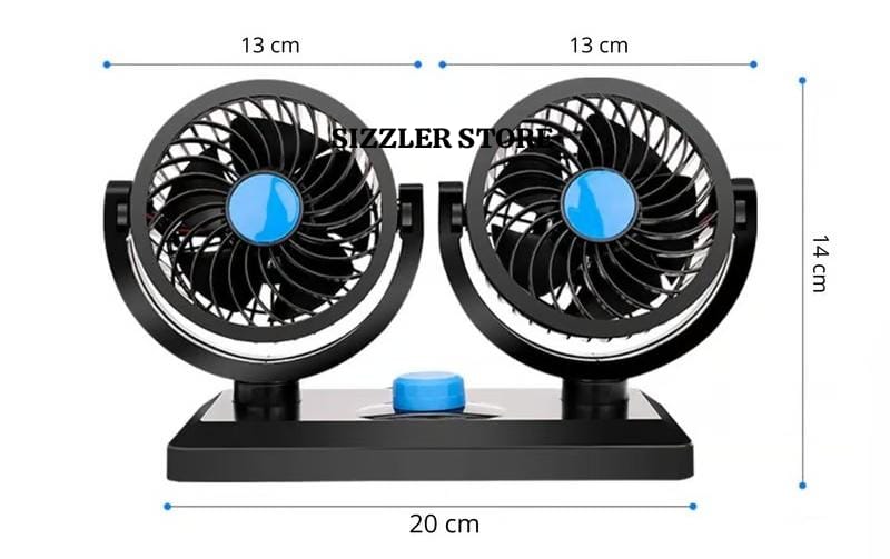 VENTILADOR PARA AUTO DE DOBLE CABEZAL 360°