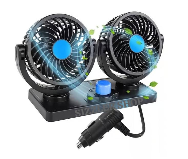 VENTILADOR PARA AUTO DE DOBLE CABEZAL 360°