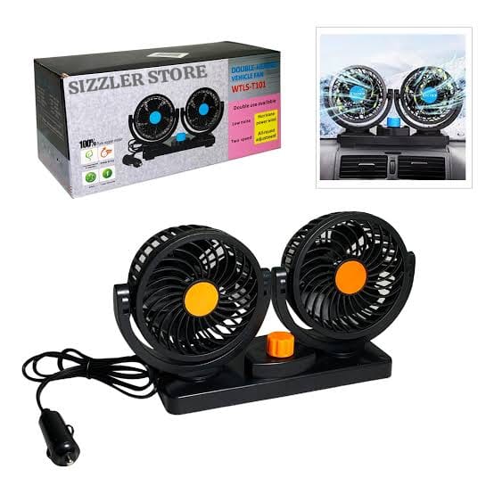 VENTILADOR PARA AUTO DE DOBLE CABEZAL 360°