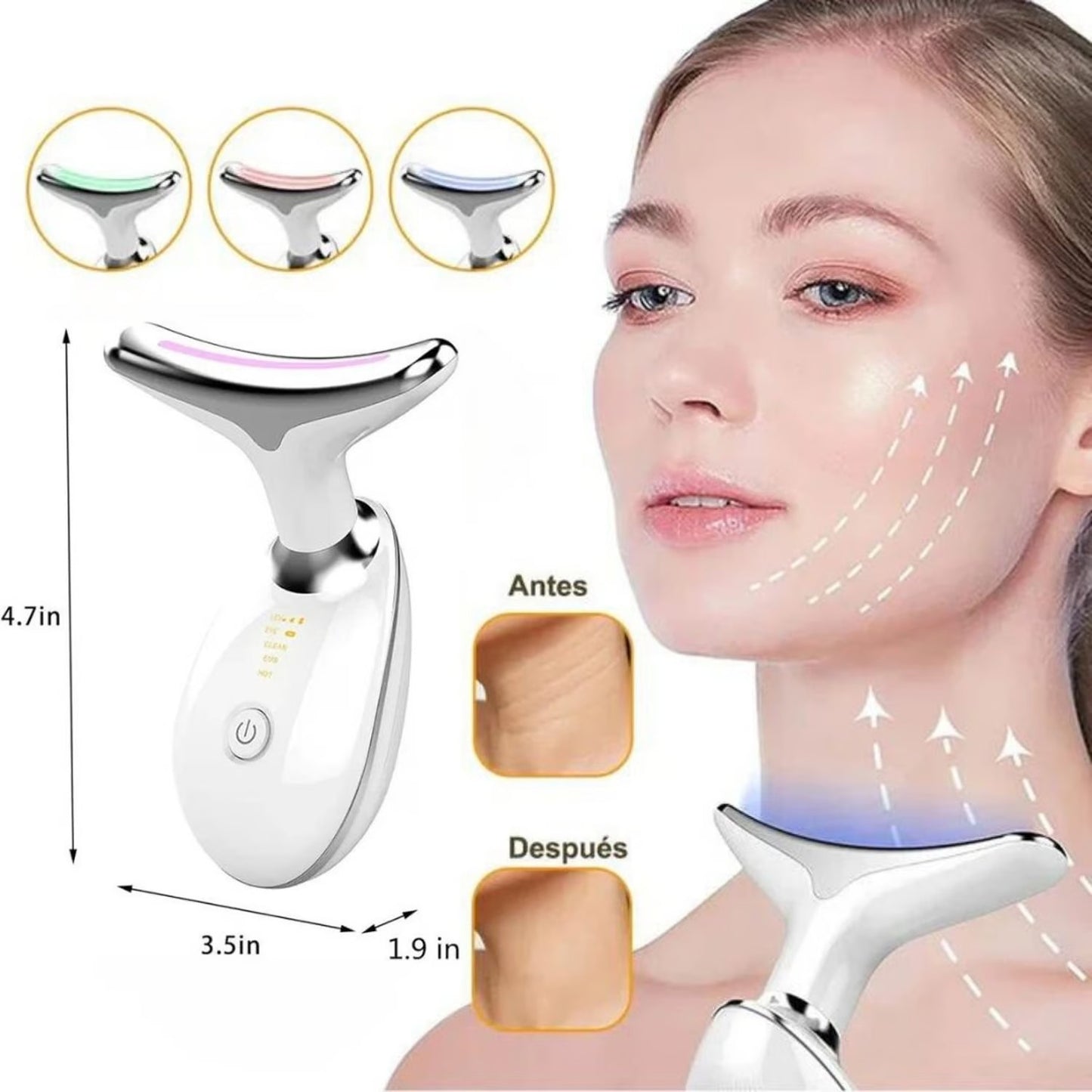 MASAJEADOR FACIAL MICROCORRIENTES CON LUZ LED