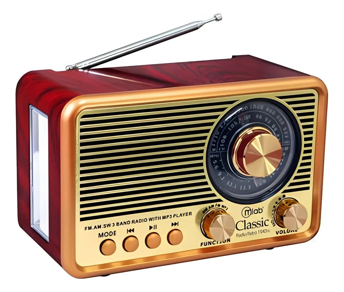 Radio Portátil  DX2 – Retro Power Con USB, AM/FM y Linterna