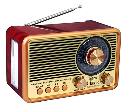 Radio Portátil  DX2 – Retro Power Con USB, AM/FM y Linterna