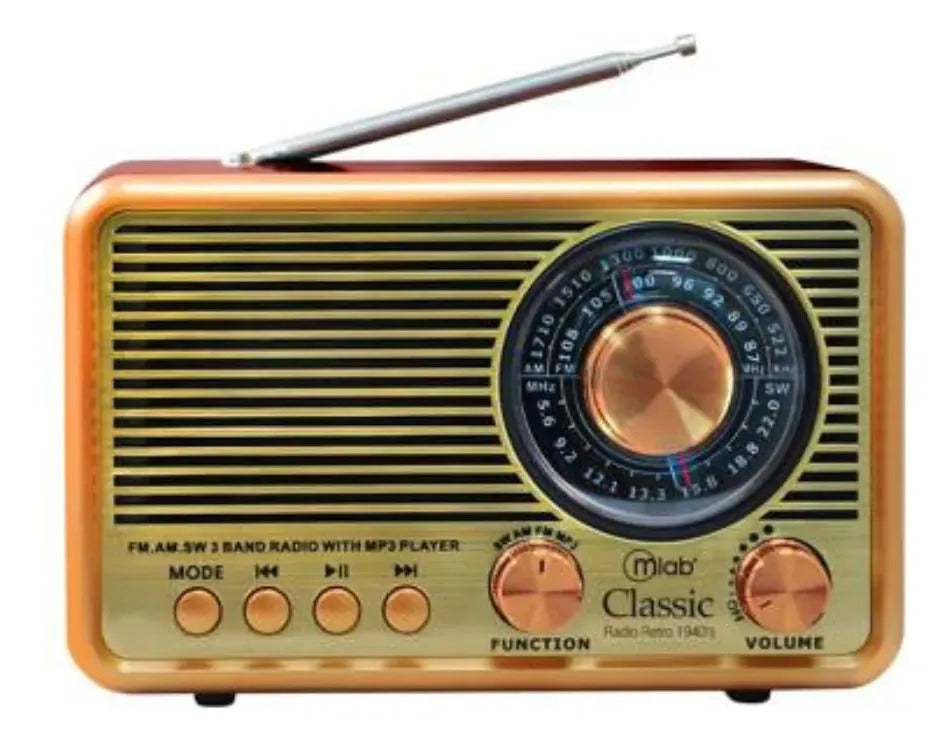 Radio Portátil  DX2 – Retro Power Con USB, AM/FM y Linterna