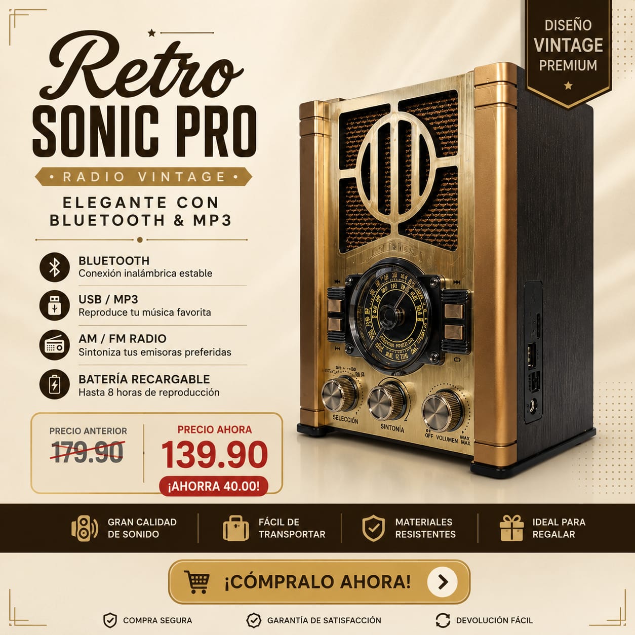 RADIO RETRO TIPO ROKOLA BLUETOOTH