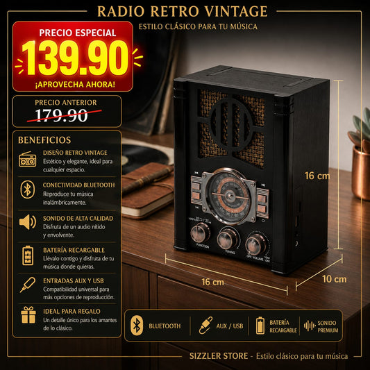 RADIO RETRO TIPO ROKOLA BLUETOOTH - ESTILO VINTAGE